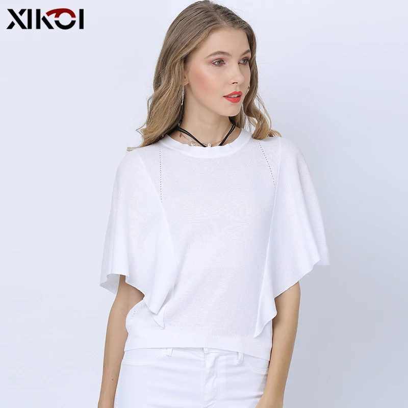 XIKOI женский свитер большого размера с рукавом летучая мышь пуловеры одноцветные