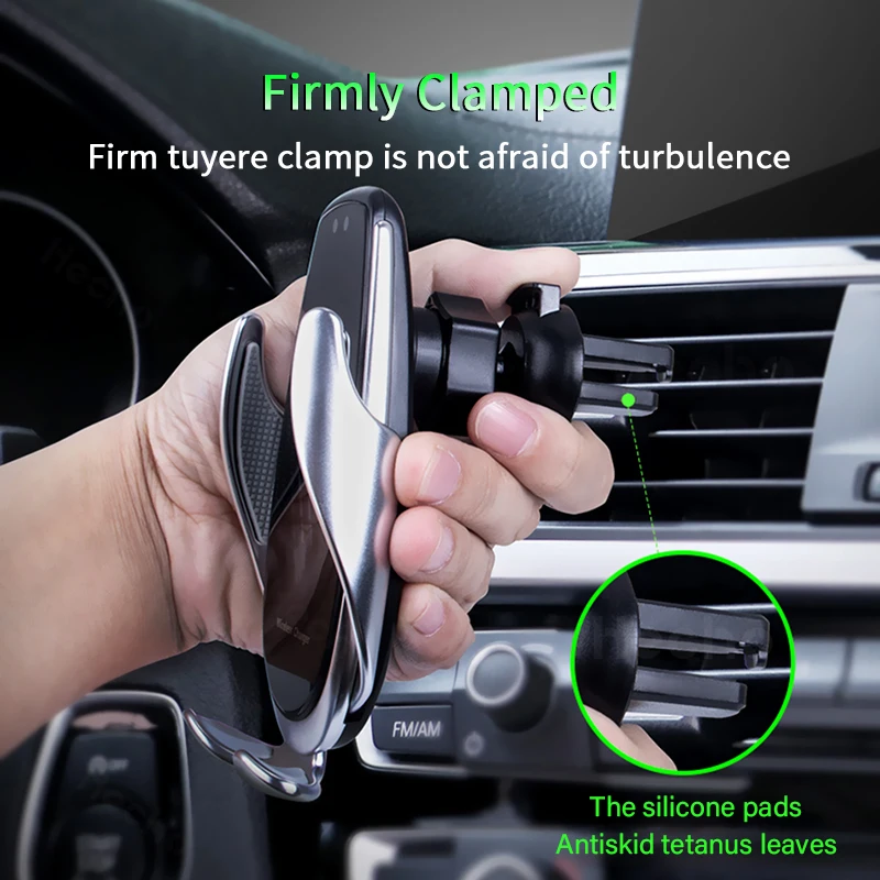 

Car Phone Holder Qi Standard Wireless Charger 15W Fast Charging For iPhone 11 Samsung Infrared Sensor Auto Clamping Phone Holder