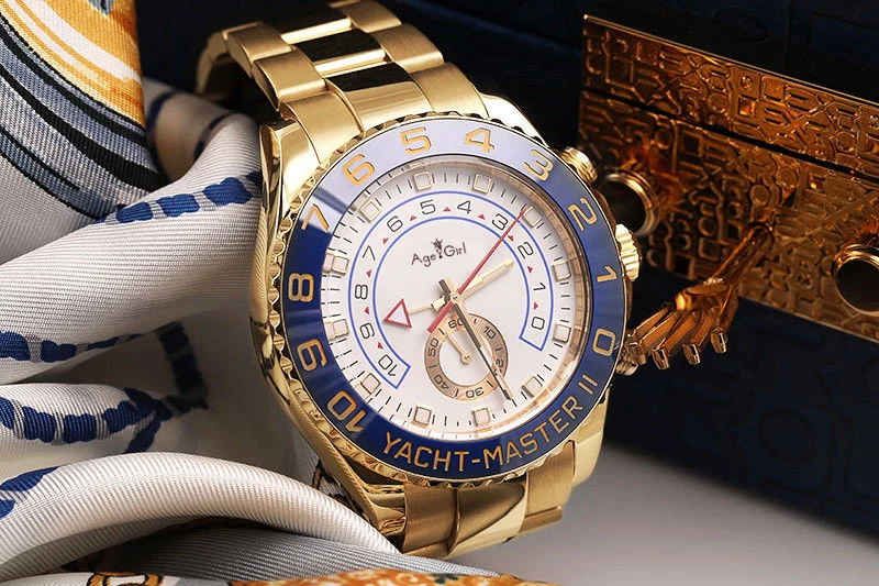 

Luxury New Men Automatic Mechanical Watches GMT Luminous Ceramic Blue Bezel Sapphire Crystal Silver Rose Gold White Watch