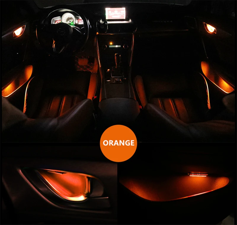 Orange QCDIN светодиодный светильник для салона автомобиля с дверными ручками, декоративный светильник s подлокотник, светильник для хранения - Испускаемый цвет: Orange