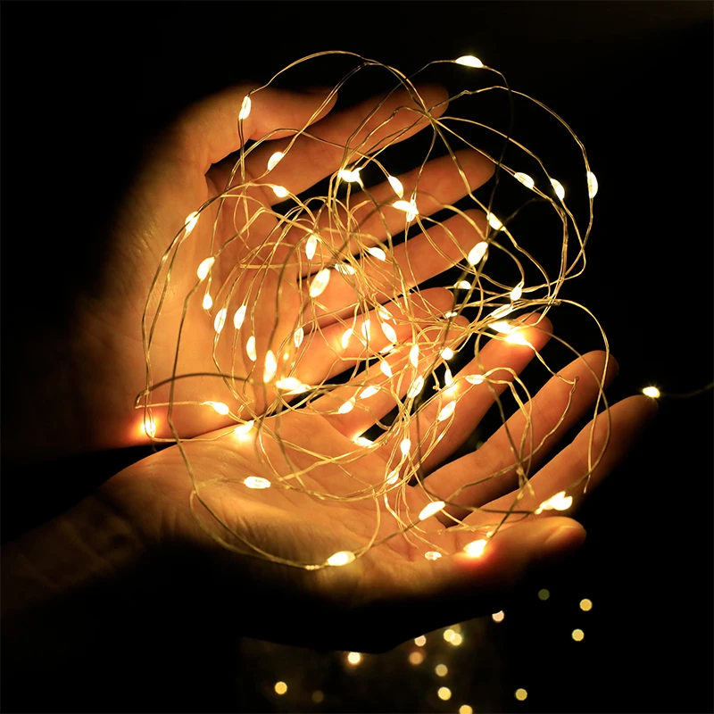 

5 Colors LED Outdoor Light String Garland Battery Wire Lights Fo Christmas Decorations Party Supplies Valentines Day Gift