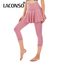 laconso womens dancing dress female yoga sports gym fitness running golf workout skirts with long pants leggings high waist 2