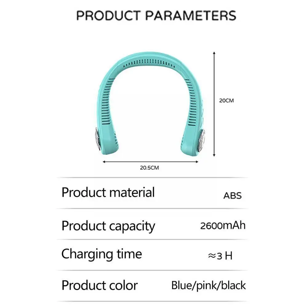 New Leafless Hanging Neck Fan Sports Fan Charging Ultra-quiet Air Fan Conditioner Portable Small Fan Outdoor Electric Porta I9M2