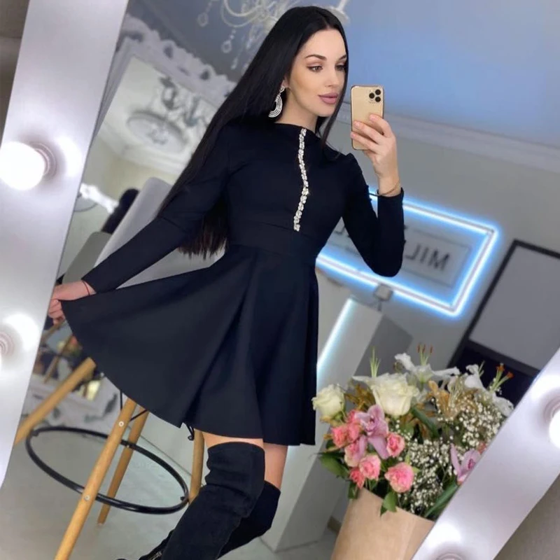 

Платье женское вечернее, черное, белое, красное, с длинным рукавом