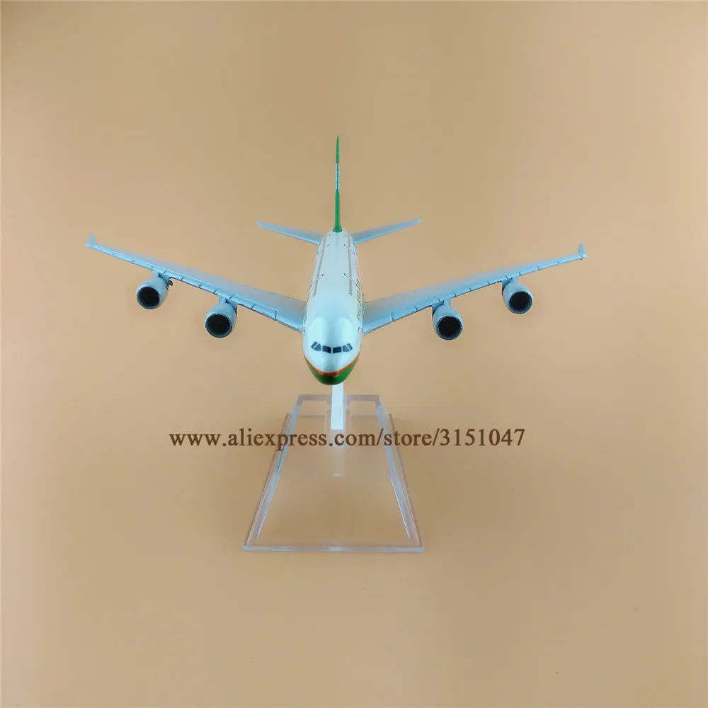 EVA Air A380 Airbus 380 Airlines Green Airplane Model Airways Alloy Metal Plane Diecast Aircraft 16cm | Игрушки и хобби