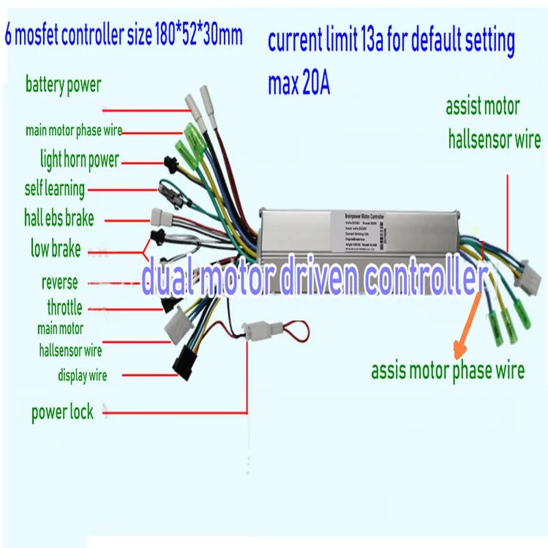 1* ЖК-дисплей с переключателем+ 2* контроллеры 24v36v48v60v250w350w для электрического велосипеда, скутера с двойным приводом, запчасти для электрического велосипеда