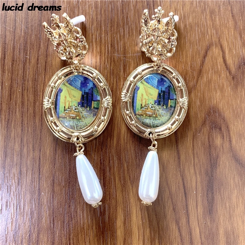 Художественные украшения Ван Гога висячие серьги с картиной в стиле барокко кафе