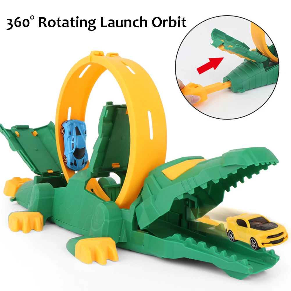 

DIY Crocodile Assembly Toys Model Track Pull Back Car Puzzle Flexible Rail Car Early Education Sports Car for Children Kids