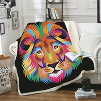 animals black lion and wolf sherpa blanket for adult microfiber sofa throw blanket office nap blanket soft