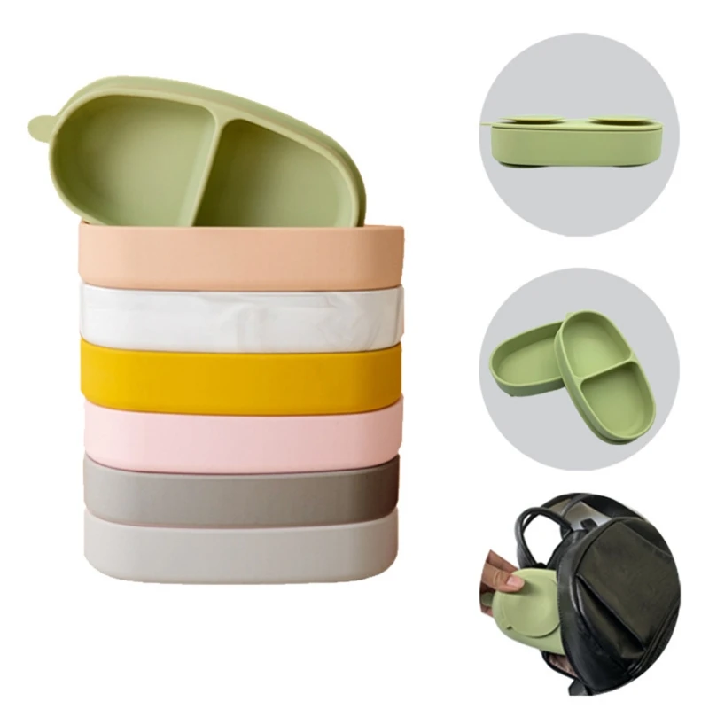 Baby Training Feeding Food Bowl with Lid Anti-slip Silicone Sucker Divided Plate Tray BPA-Free Dishes Tableware for Toddlers - купить по