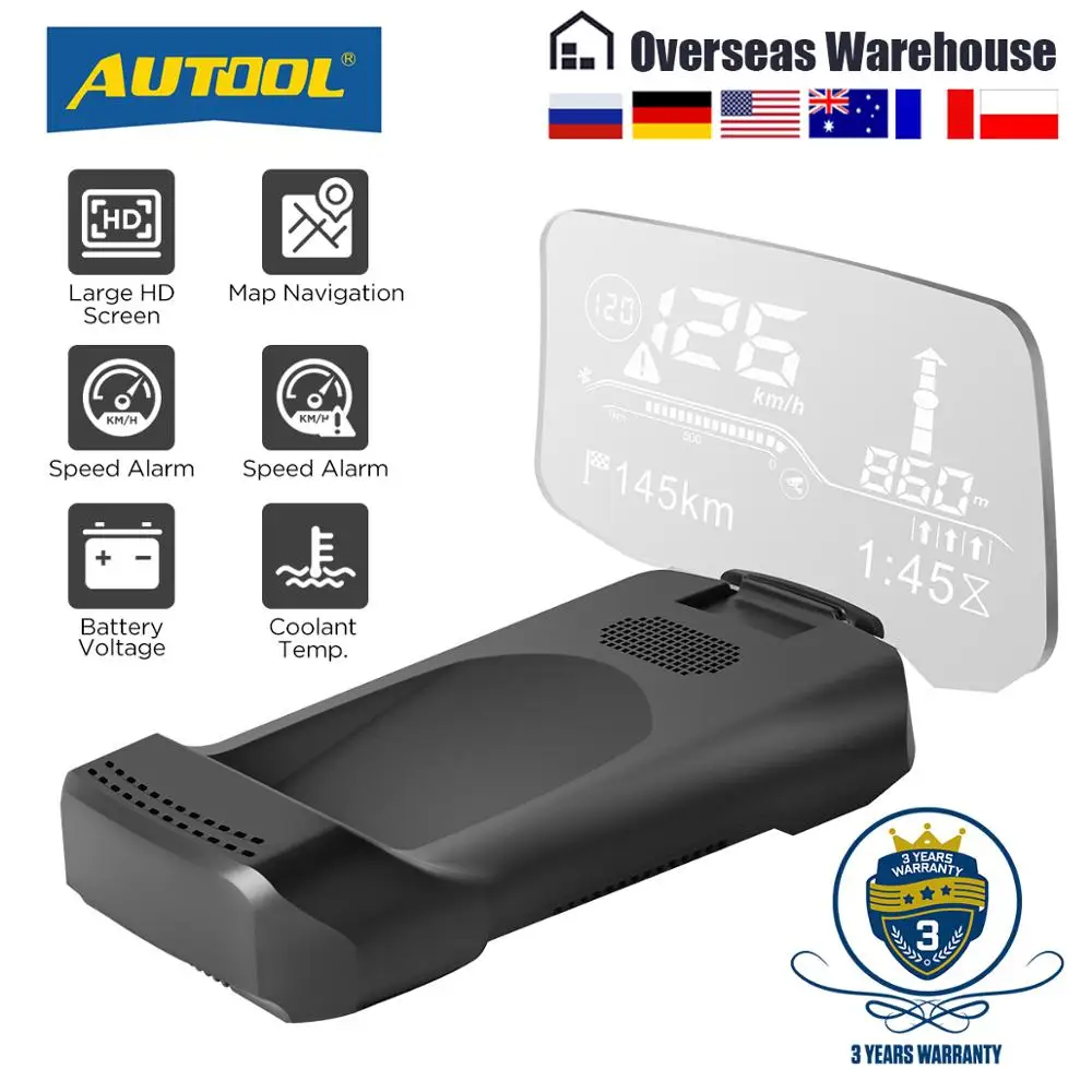 AUTOOL X500 OBD2 сканер HUD и автомобильный Bluetooth GPS навигатор дисплей на лобовое стекло