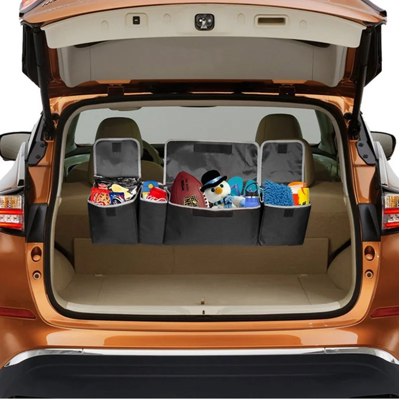 Органайзер для багажника автомобиля, регулируемая сумка для хранения заднего сиденья, Сетчатая Сумка высокой емкости, многофункциональные оксфорды, автомобильные Органайзеры для спинки сиденья, универсальные