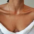 Минималистичное многослойное золотое ожерелье-цепочка для женщин, женские винтажные трехслойные длинные цепочки-свитера, ожерелья, ювелирные изделия