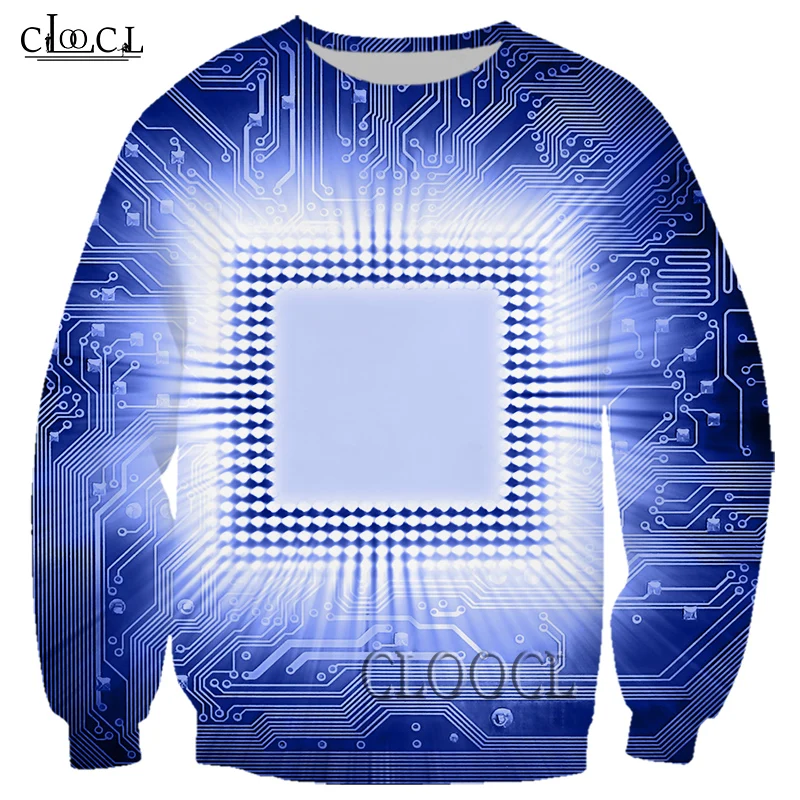 

HX Fashion Men Women Electronic Chip 3D Print Sweatshirt Harajuku Autumn Streetwear Unisex Casual Pullover Tops Drop Shipping