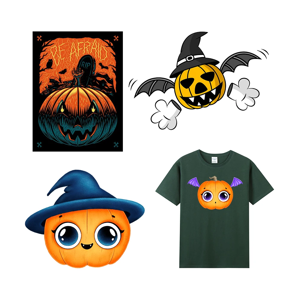 

DIY мультфильм Хэллоуин Джек-о-фонарь теплопередающая наклейка для Vogue Девушка Одежда патч 1 шт. T301