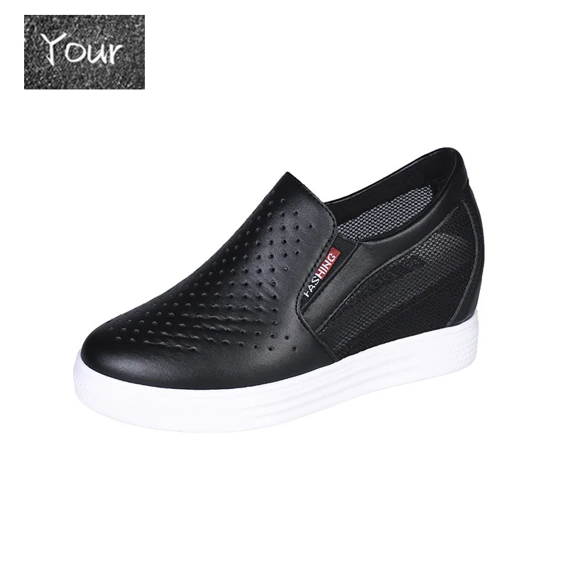 

Shoes Woman 2021 Clogs Platform Casual Female Sneakers Round Toe Increas Height New Creepers Small Summer Sports Rubber Lace-Up