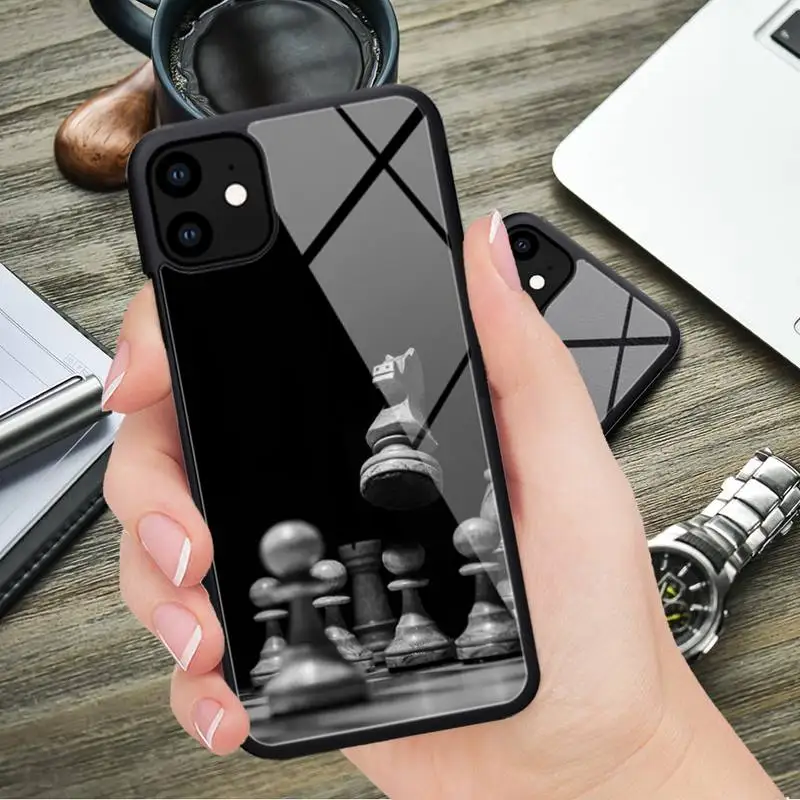 Черно-белый резиновый чехол в шахматы для телефона iphone 11 12 13 Pro Max XS 8 7 6 6S Plus X 5S SE 2020