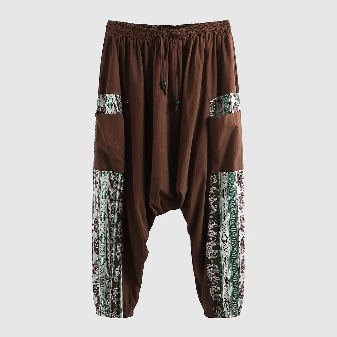 LUCLESAM мужские мешковатые штаны с принтом в этническом стиле шаровары s Hip Pop брюки