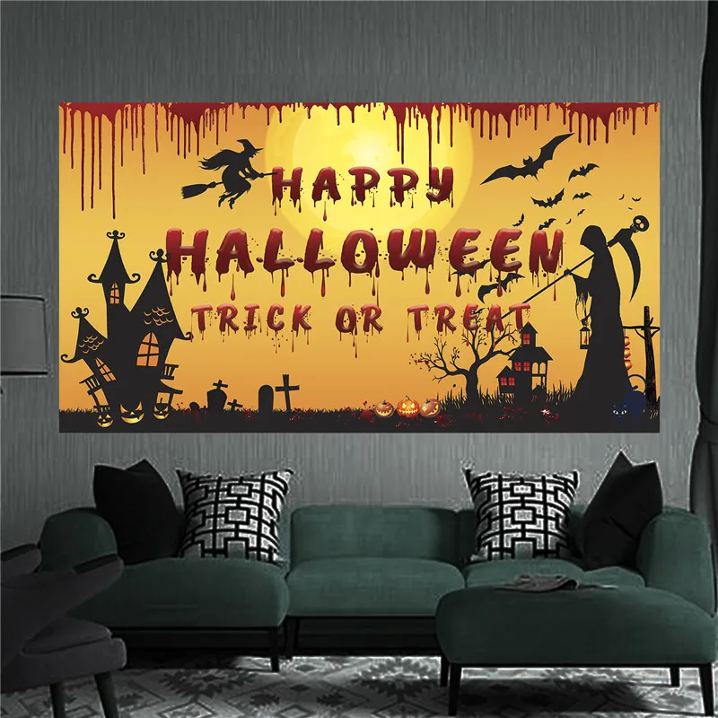 

Happy Halloween Party Banner Pull Garland Flag Holiday Decoration Background Cloth Pennant Banner Pull Flag Decoration Supplies