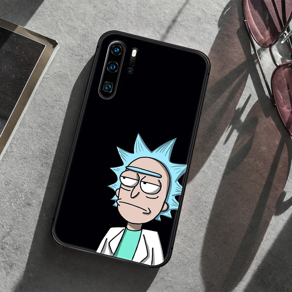 

Cartoon Rick Anime Morty Phone Case For Huawei P Mate 10 20 30 40 Lite Pro smart Z 2019 nova 5t black Cover Trend Coque Luxury