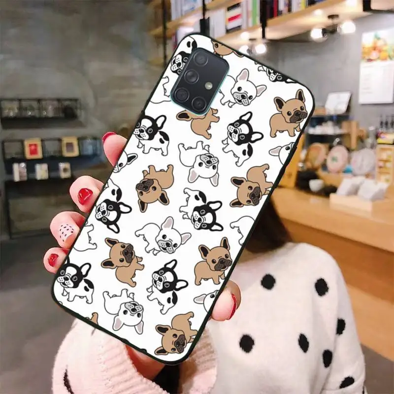 PENGHUWAN CUT Cartoon French Bulldog Black Soft Rubber Phone Cover For Samsung A10 A20 A30 A40 A50 A70 A80 A71 A51 A6 A8 2018 | Мобильные