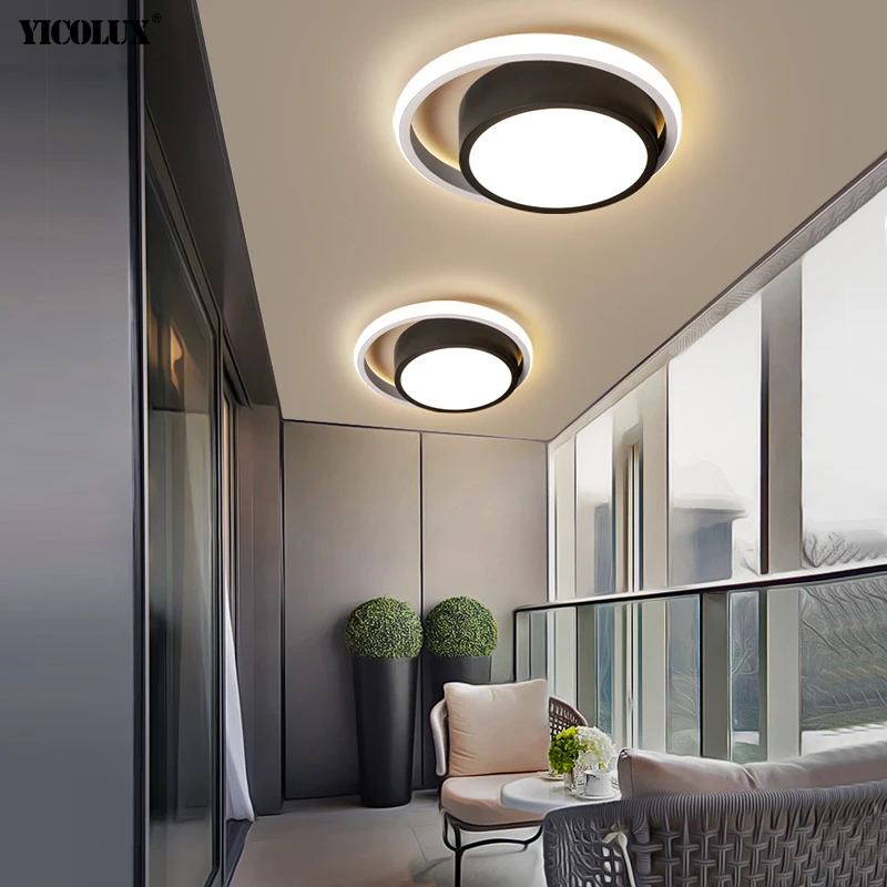 Luces LED De techo modernas para pasillo, pasillo, entrada, balcón, iluminación, lámpara negra y gris, Luminaria De cuerpo