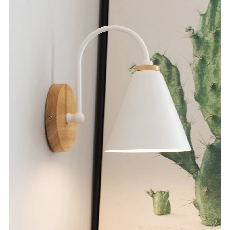 Деревянные Прикроватные Настенные светильники для спальни черно белый цвет