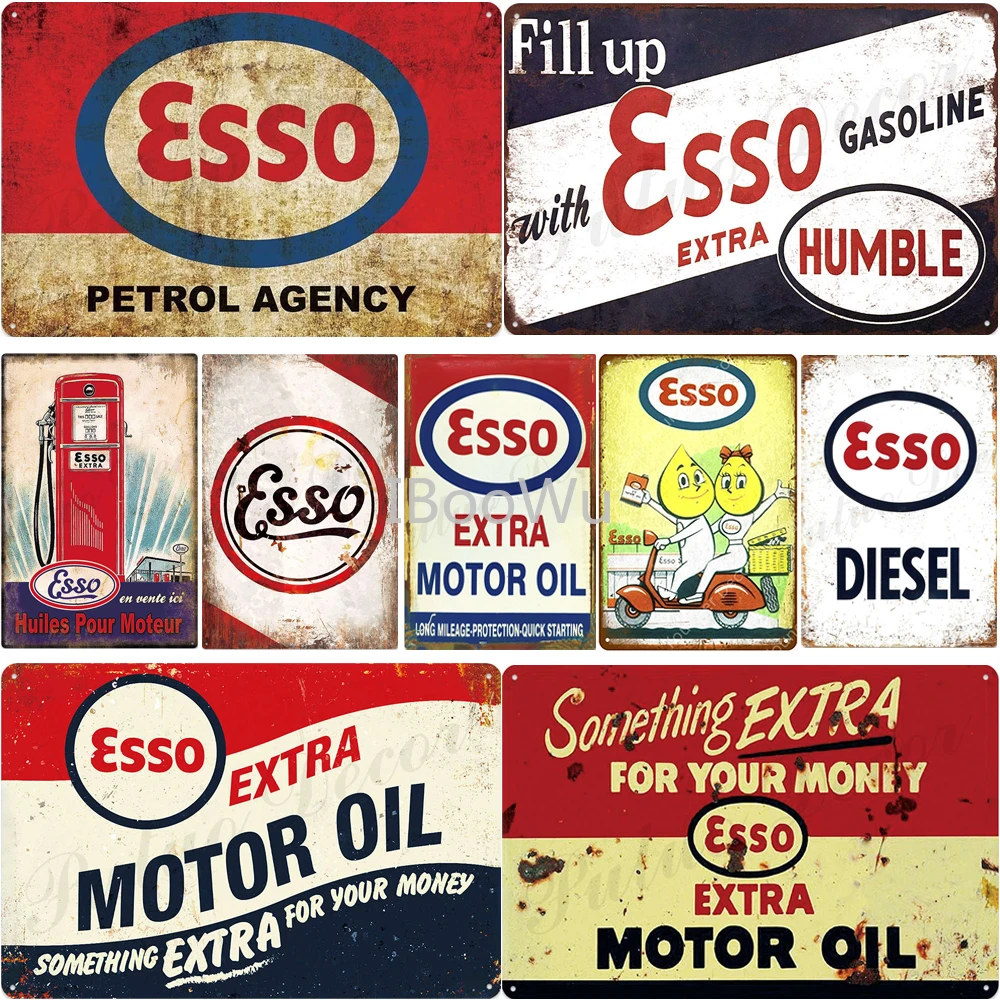 Винтажные металлические оловянные знаки Esso Motor Oil потертый шикарный плакат декор