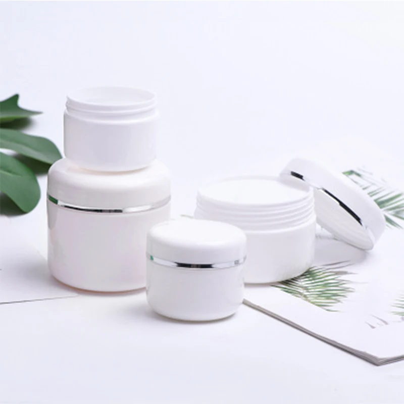 

White Refillable Bottles Travel Face Cream Lotion Cosmetic Container Plastic Empty Makeup Jar Pot 20/30/50/100/150/250g
