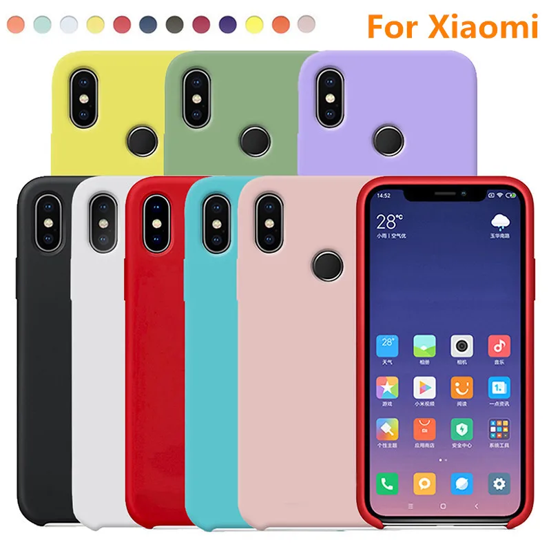 Official style Silicone Case For Xiaomi MI 9 8 lite se Mi 6X Original Cover For MIX 2 2S Redmi Note 7 8 Pro K20 8A 7A Phone Case
