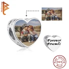 2019 простой браслет из стерлингового серебра 925 пробы Love Forever Friends, персонализированное фото бусы, ожерелье, персонализированные украшения