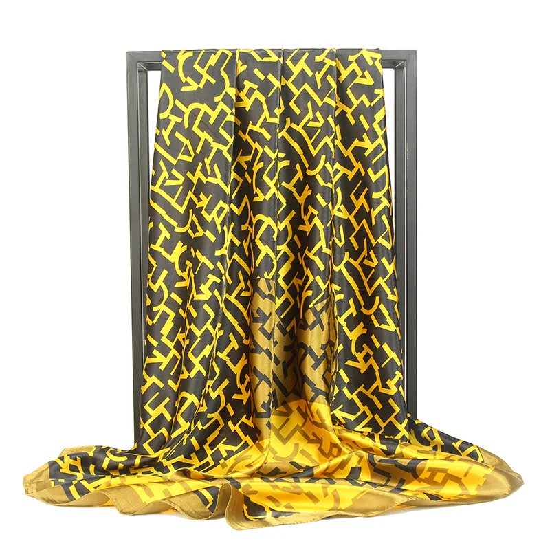 90 см шелковый новый зимний шарф хит продаж атласный принт малайзийский хиджаб на