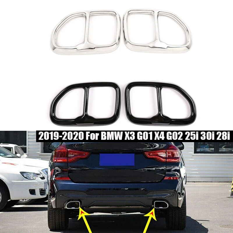 

Черная Автомобильная задняя глушитель выхлопной трубы для BMW X3 G01 X4 G02 25i 30i 28i 2018-2020 из нержавеющей стали, аксессуары для отделки