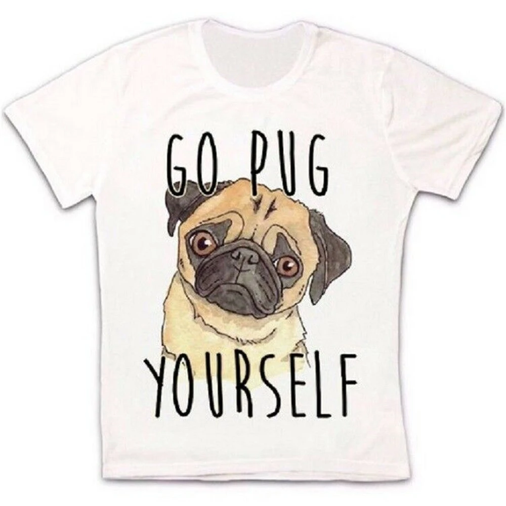 Go Pug Yourself милая собака Забавный подарок Ретро Винтаж хипстер унисекс футболка 1911