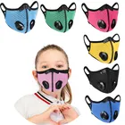 Модная многоразовая детская маска с принтом, с фильтрами и выпускными клапанами, Пылезащитная Спортивная маска для мальчиков и девочек, для игр на открытом воздухе и бега