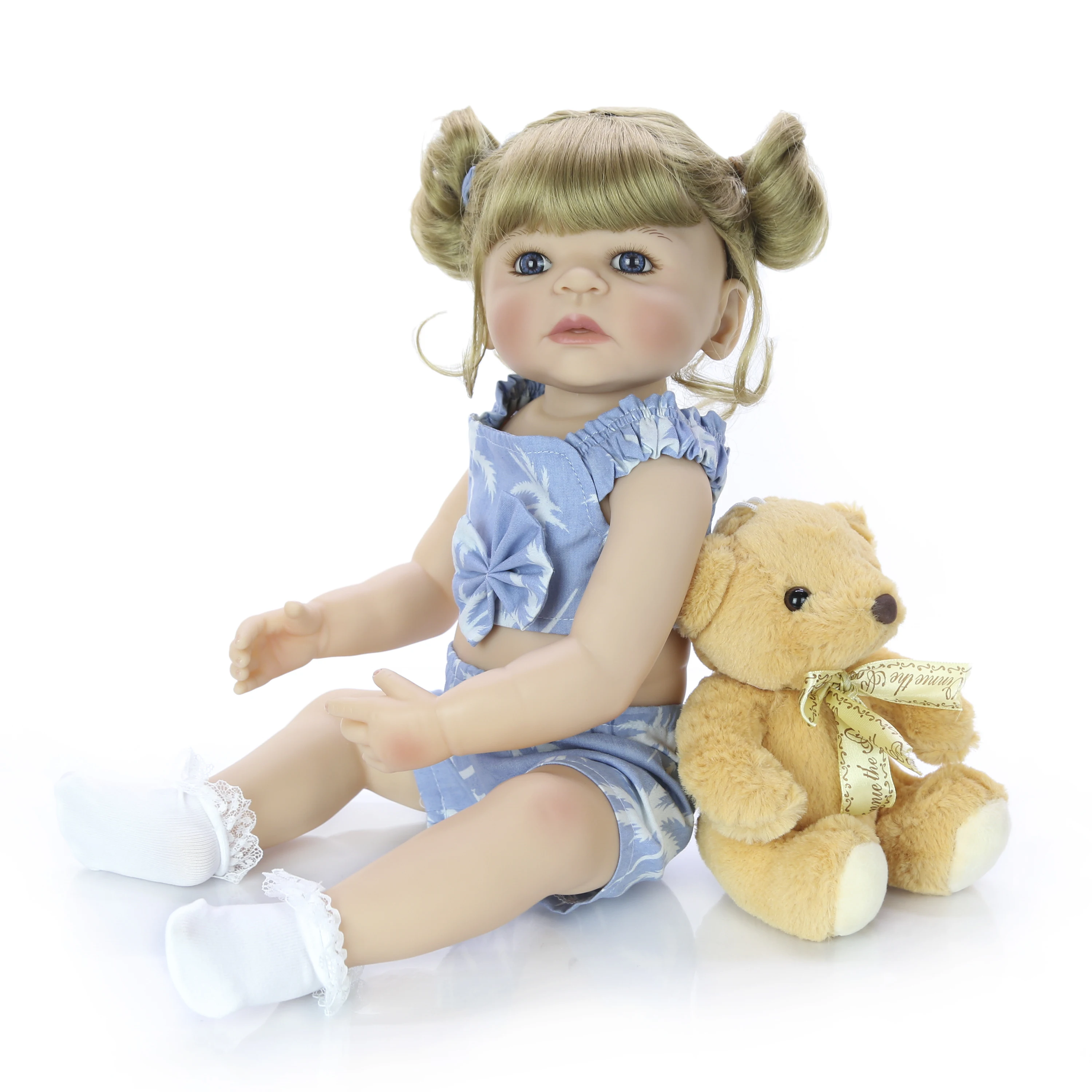 Новое поступление 22 дюймов силиконовые всего тела Reborn Baby Doll модное платье