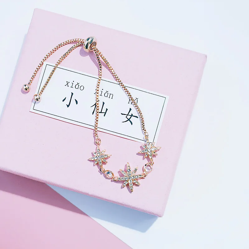 

Korean Fashion Jewelry For Women Eight-pointed Star Simple Ins Lucky Adjustable Bracelet Valentines Day Gift Pulsera Mujer
