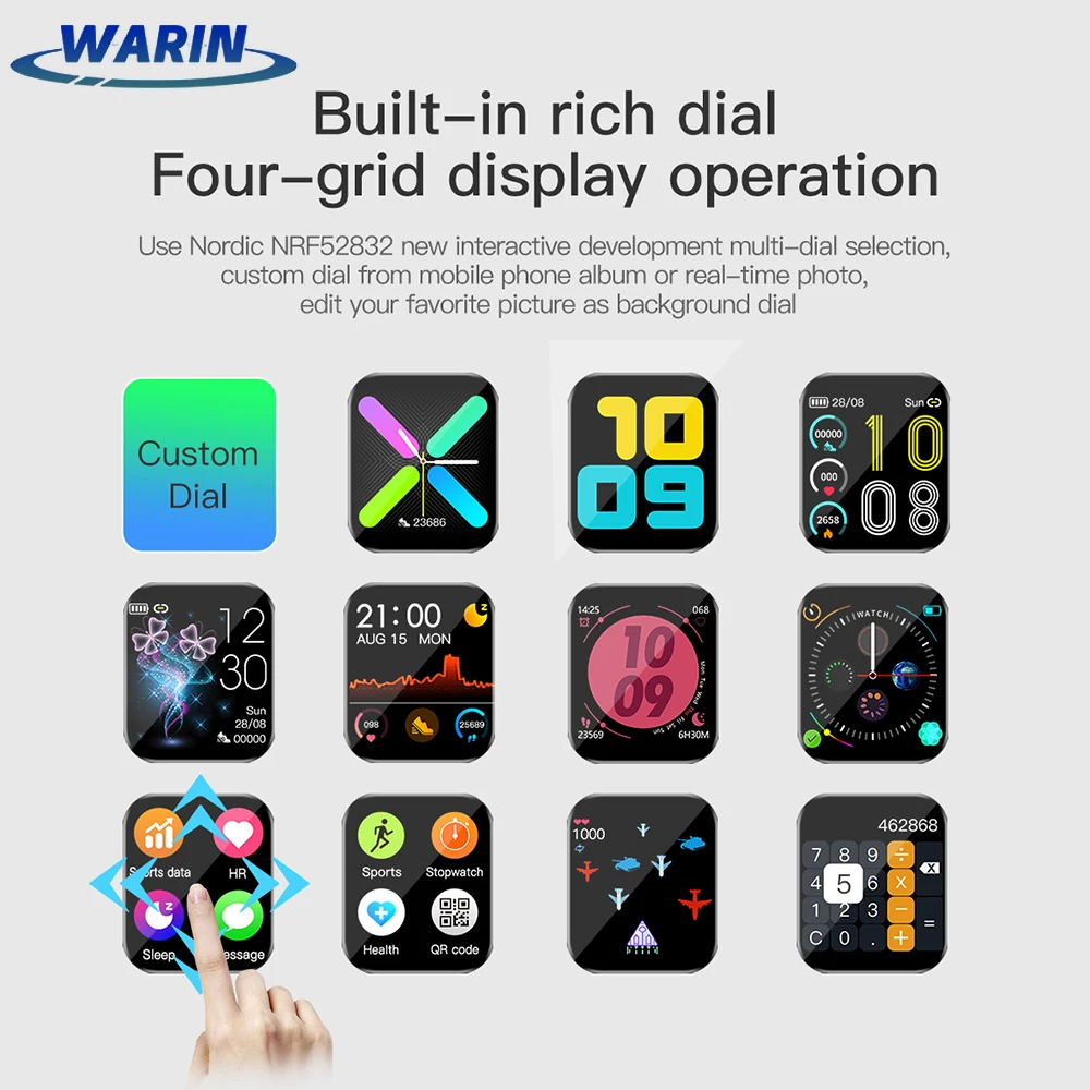 

Smart Watch Men Woman Full Smartwatch Built-in game waterproof Heart Rate Sleep Monitor For iOS Android phone