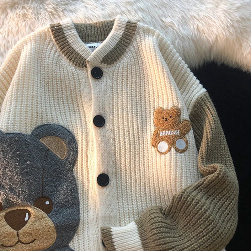 Kawaii одежда пуловер с рисунком медведя из мультфильма вязаный свитер Harajuku