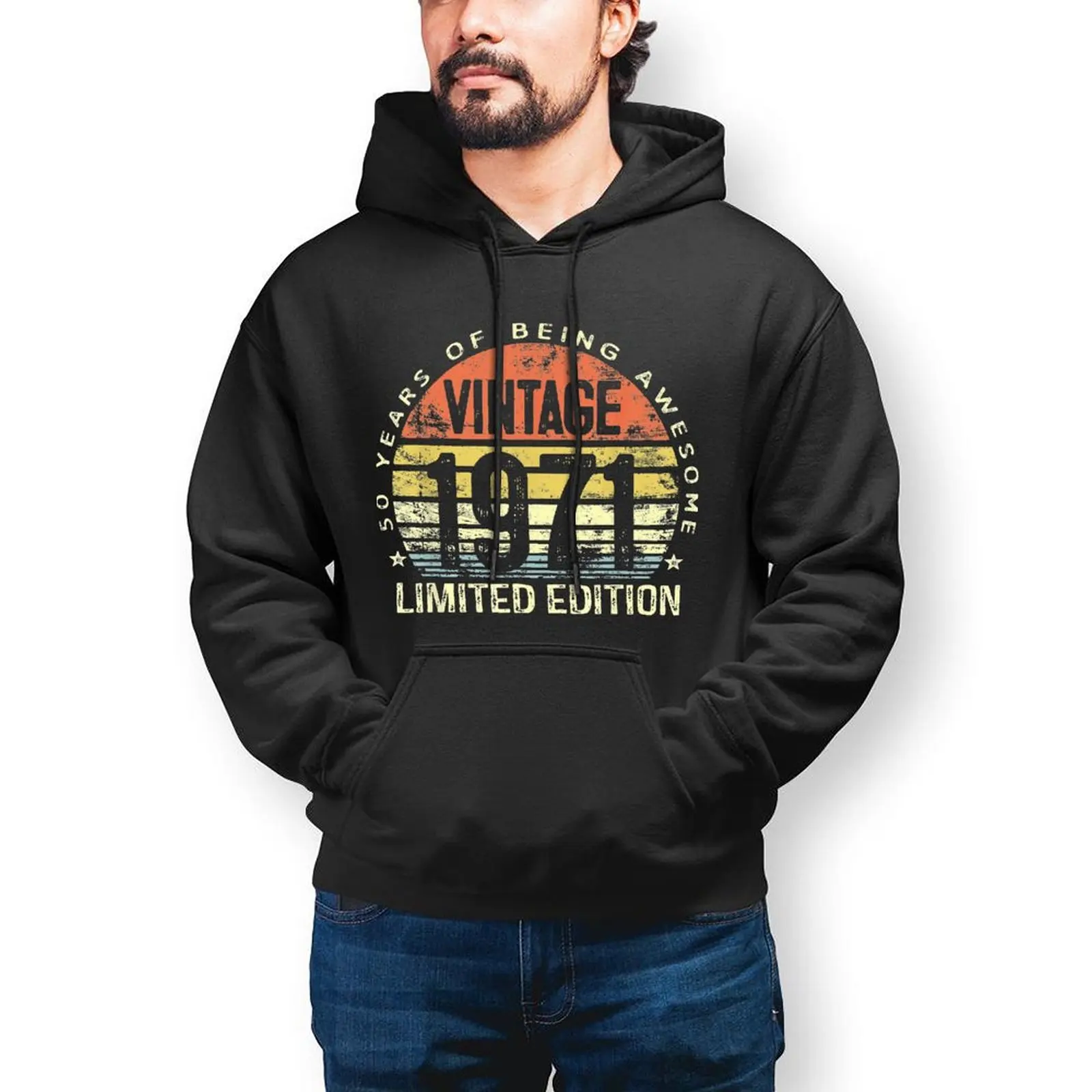 

50 Year Old Gifts Vintage 1971 Hoodie Birthday Gift Cool Long Sleeve Cotton Hoodies Mens Warm Loose Pullover Hoodie