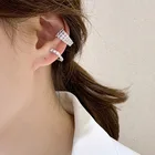 Женские U-образные серьги-клипсы с фианитом, без проколотых ушей
