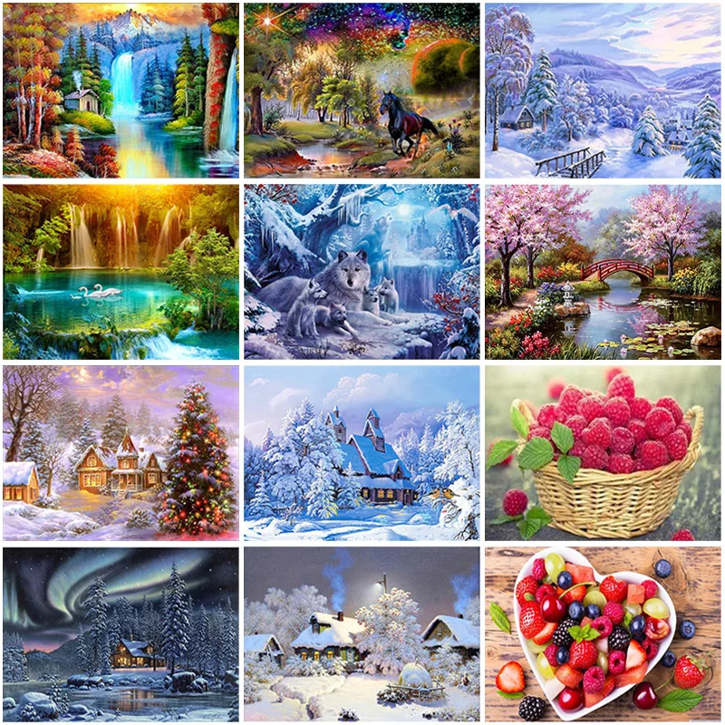 

5D Diamond Painting Winter scenery Landscape Full Square Lake Tree Diamond Embroidery Waterfall Cross Stitch Handicraft Wall Art