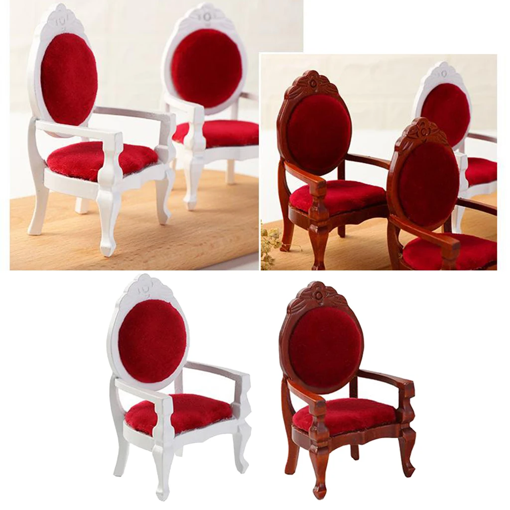 

1:12 Dollhouse Mini Birch Wooden Antique Chair Room Furniture Accs Toys