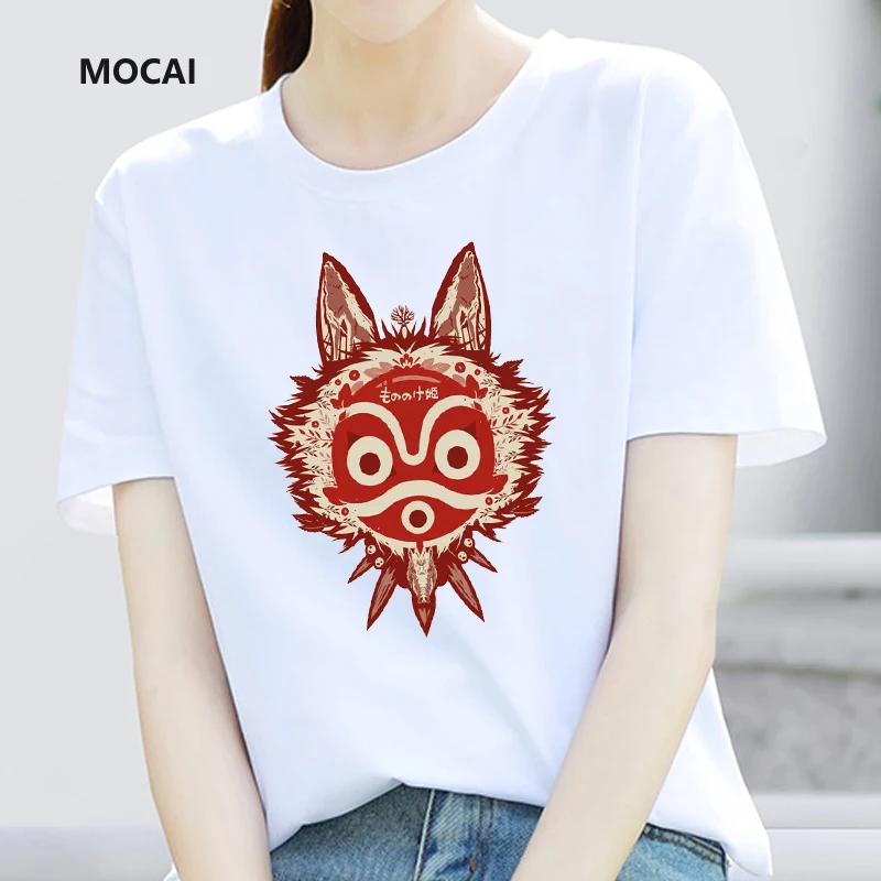 

Hayao Miyazaki's Totoro Princess Mononoke graphic cartoon printed women's T-shirt fashion Kawaii loose-fitting couples clothing