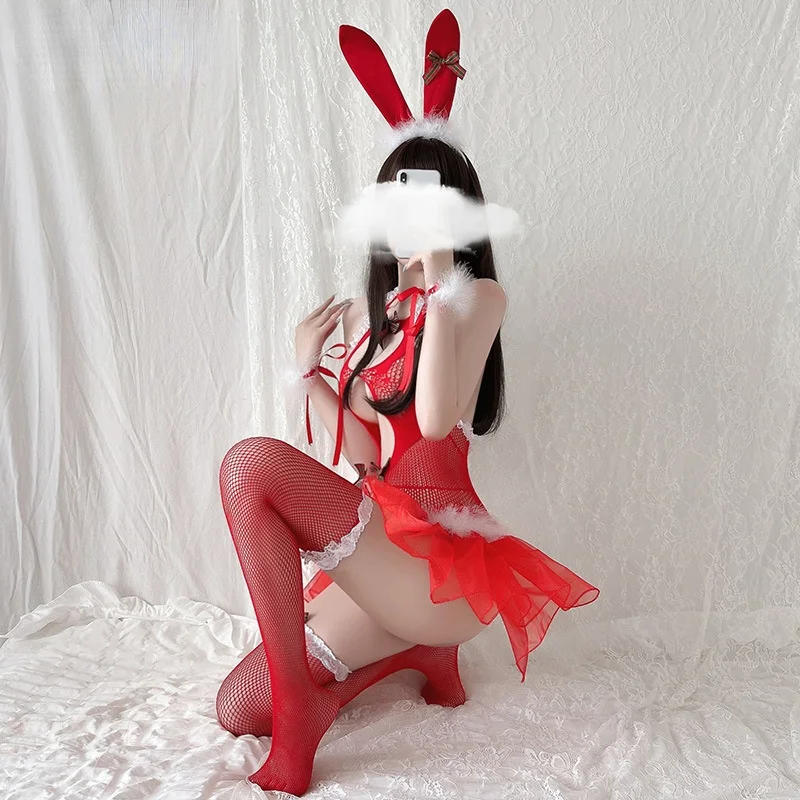 Рождественское платье для косплея женская форма обруч волос с ушками кролика