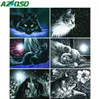 Алмазная вышивка AZQSD, мозаика в виде кошки, полноразмерная алмазная живопись, животные, наборы для вышивки крестиком, украшение для дома, подарок