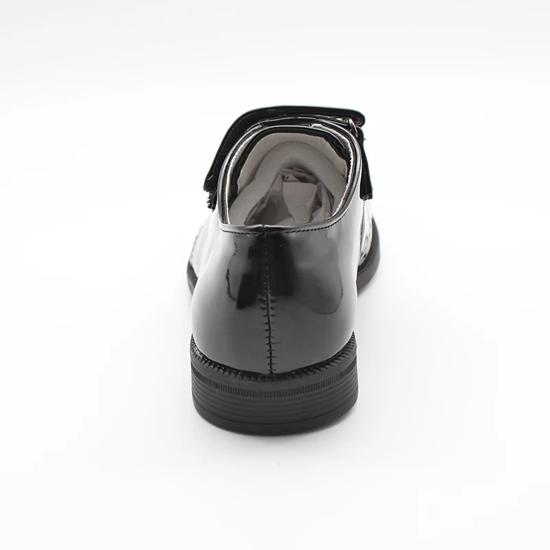 Детские черные лакированные броги для мальчиков Формальные туфли на липучке