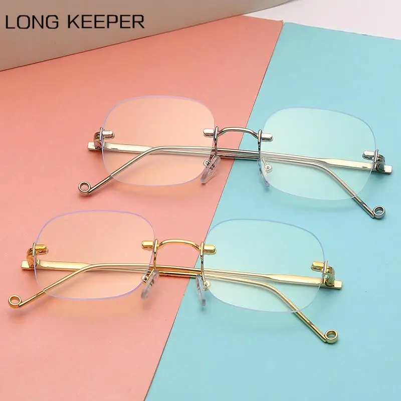 

Men Anti Blue Light Glasses Frame Women Metal Frame Computer Eyeglasses Frame Rimless Square Clear Lens Eyewear Spectacles Gafas