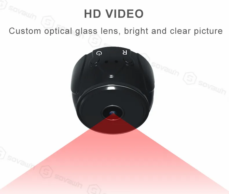 SOVAWIN wifi HD видеокамера CMOS датчик красный светильник ночное видение 5 М камера шпионский монитор Скрытая камера микро камера Поддержка 4-128 г