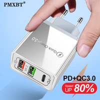 euus plug usb charger 3a quik charge 3 0 mobile phone charger for iphone 11 pro samsung xiaomi 3 port 45w fast pd wall chargers
